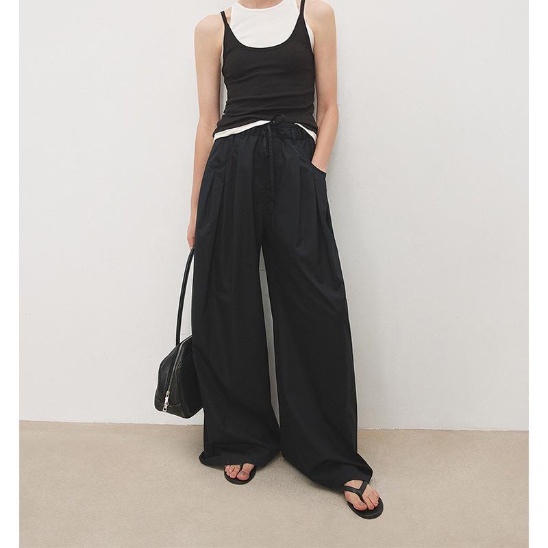Casual High-Waist Wide-Leg Cotton Pants for Women - Spring/Summer 2026 26/S