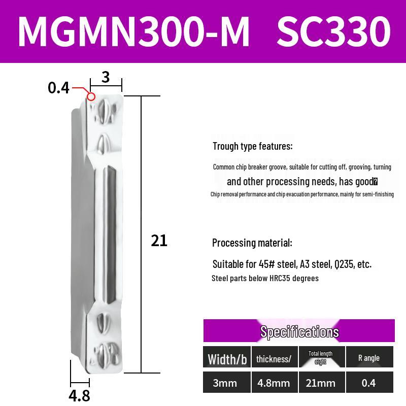 CNC Grooving Blade MGMN300/400-M for Stainless Steel, Ceramic, Aluminum Lathe Parting Tool Inserts