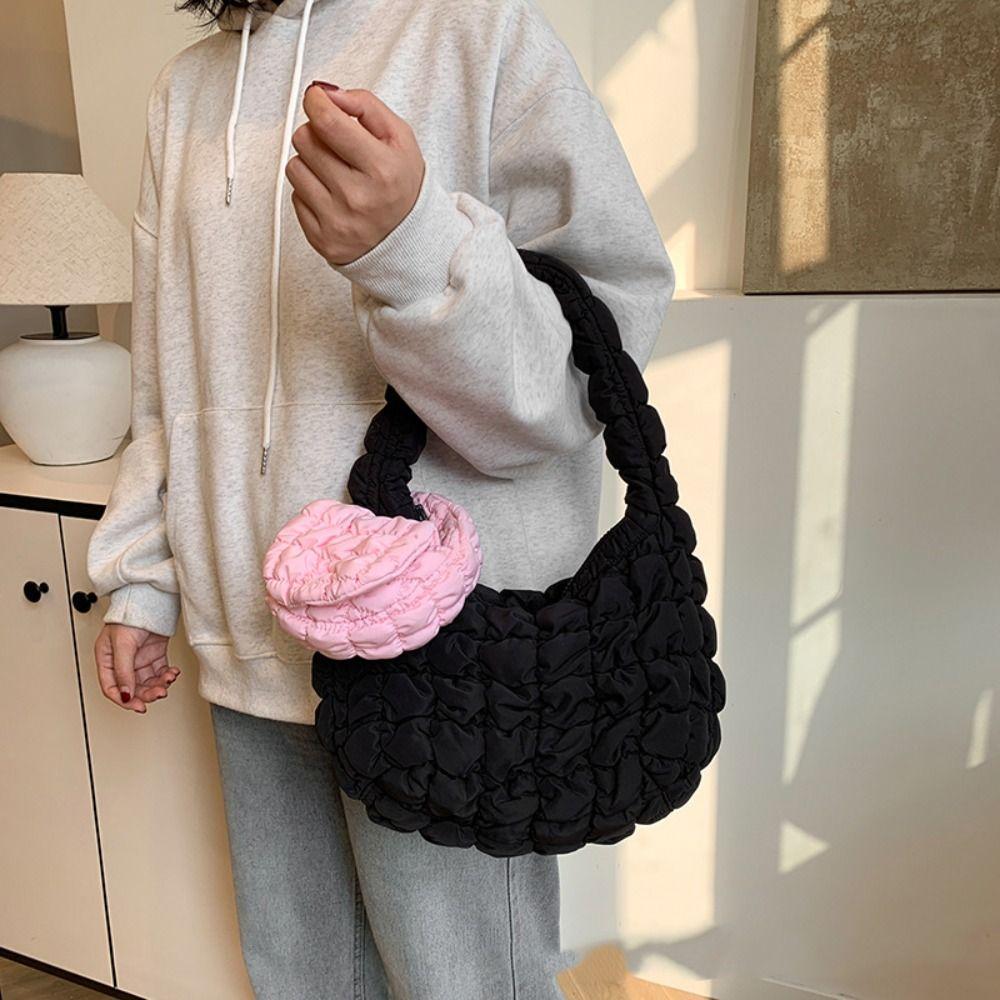 Quilted Cloud Pleated Coin Purse Solid Color Bag Pendant Fashion Card Bag  Travel