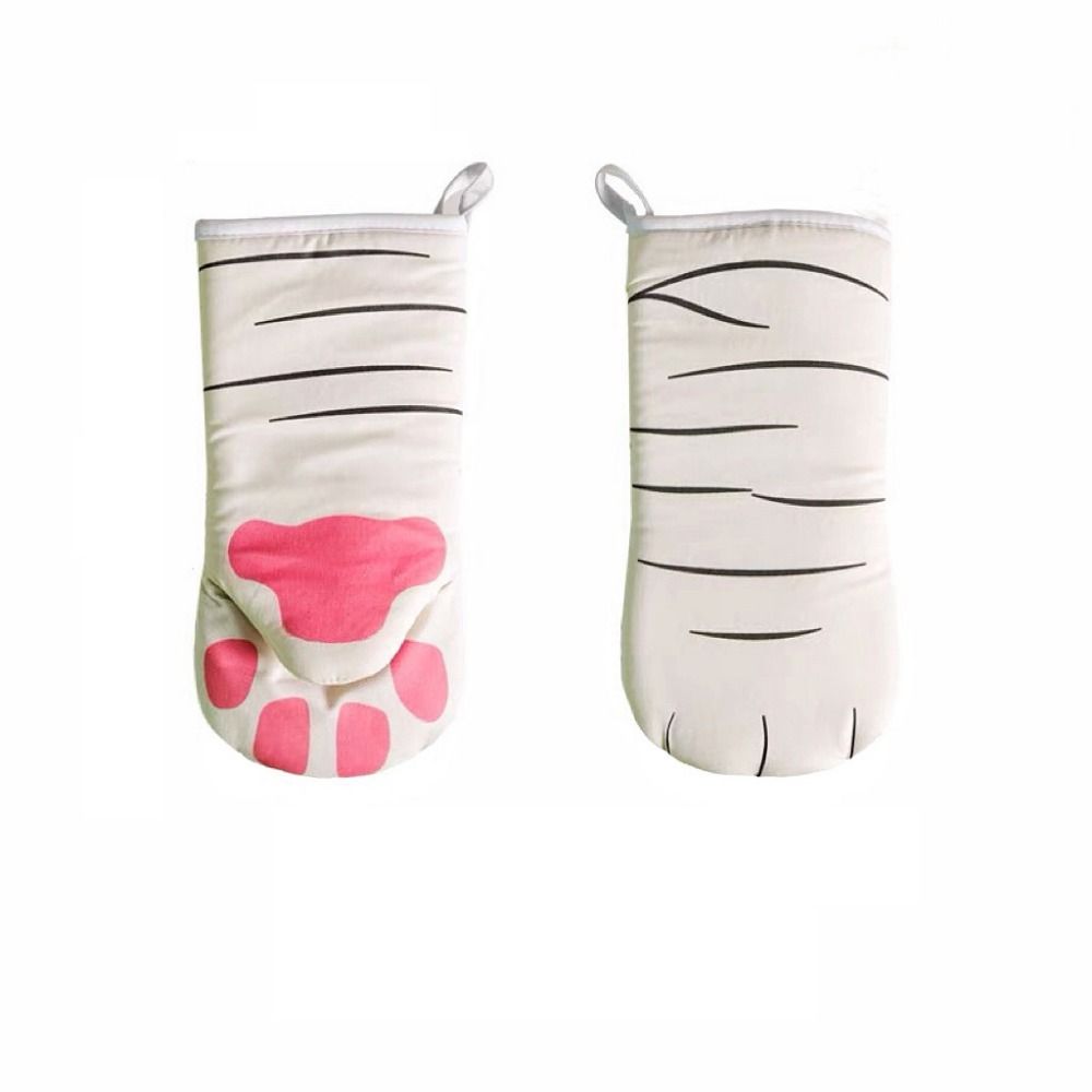 Heat Resistant Cartoon Baking Gloves Non-Slip Kitchen Handschoen Cat Paws Oven Mitts  Grilling