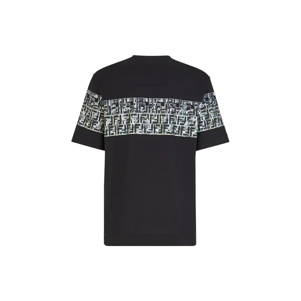 Fendi T-Shirts Men's Black Crew Neck Moderate Straight Fit FAF532ABTSF0QA1