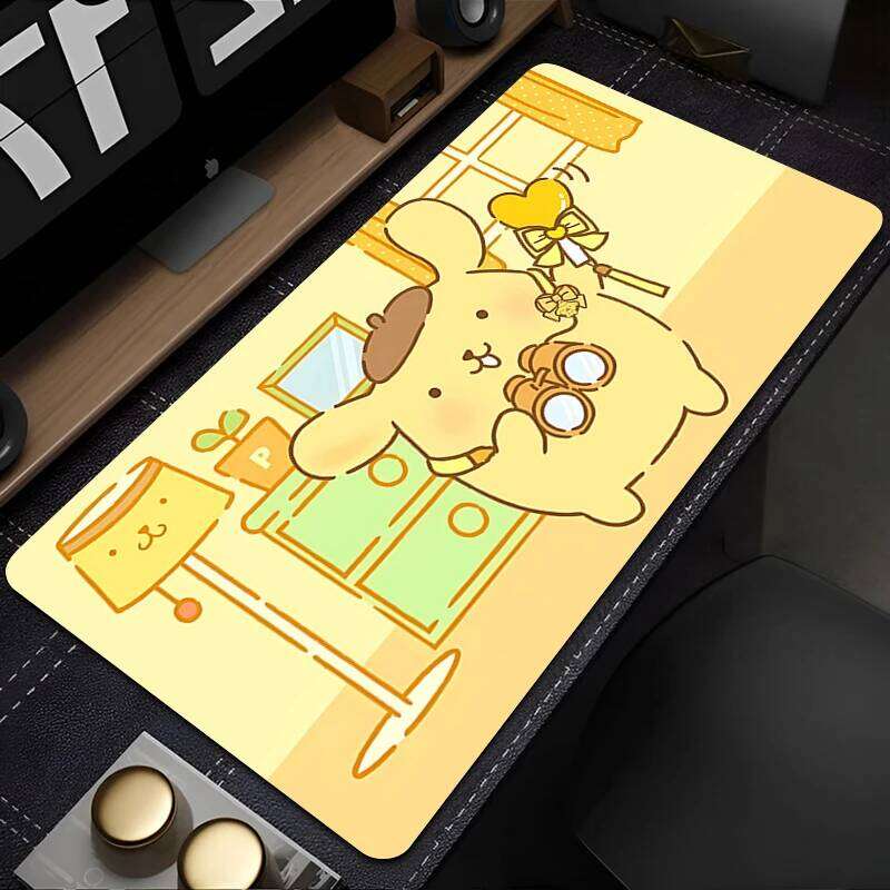 Mouse Pad Yellow Bread Dog Cartoon Mousepad PC Ppompompurin Gamer Cabinet Keyboard Rug Laptop Anime Kawaii XXL Desk Mat