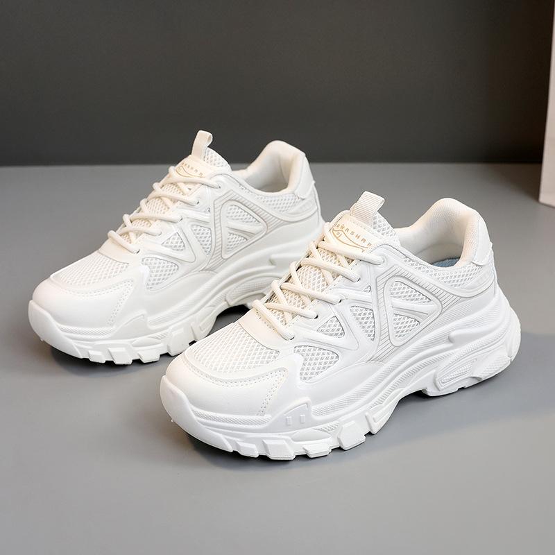 Rm1812 New Dad Shoes Women's  Spring/Summer Height Increasing Breathable Platform Mesh Surface White Shoes All-Matching Women's