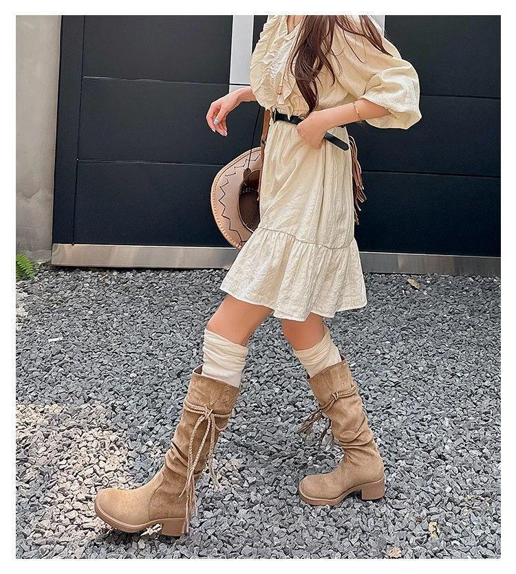 Manzi 2025 Retro Wasteland Su Kozačky nad koleno na robustním podpatku pro dospělé