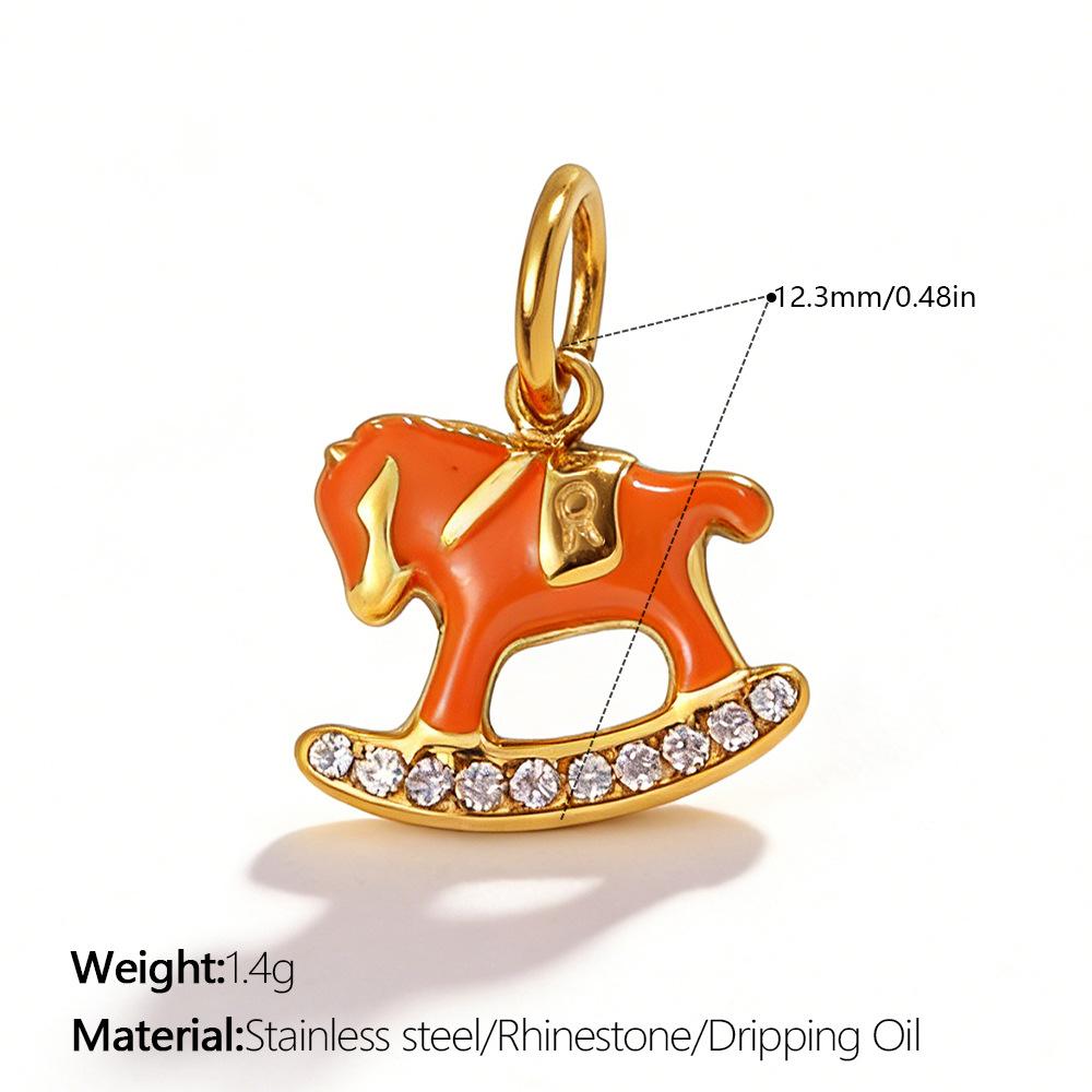 Yori 1Pc Exquisite Waterproof Castle Rocking Horse Shaped Pendant for Women Charms Golden DIY Accessories StainlessSteel Jewelry