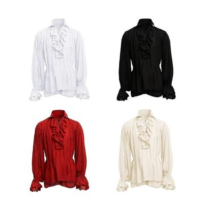 Vikingly Style Halloween Shirt Steampunks Gothic Blouse With Ruffled Sleeves Design For Men’s Costume