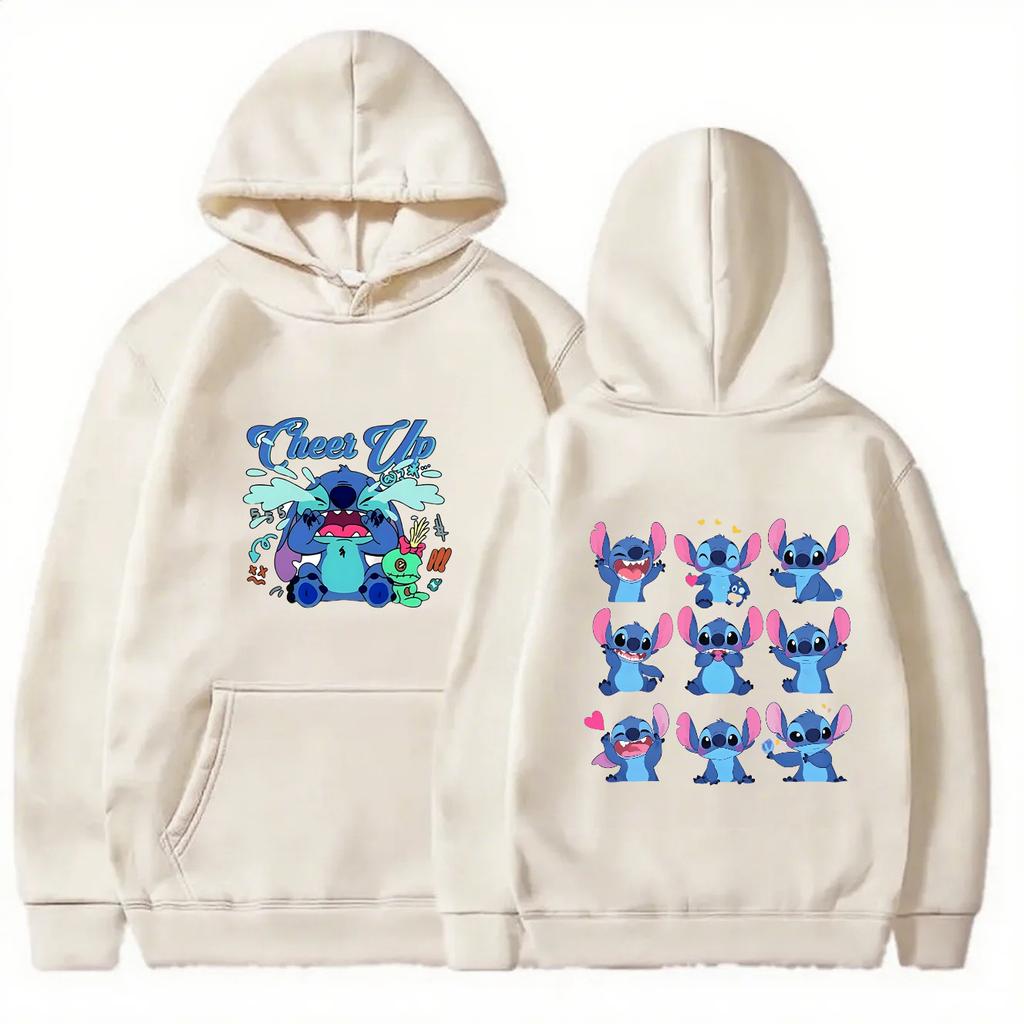 2025 New Disney Series Stitch Children's Hooded Sweatshirt for Men Women - Casual Top with Cartoon Print -fall Winter Clothing