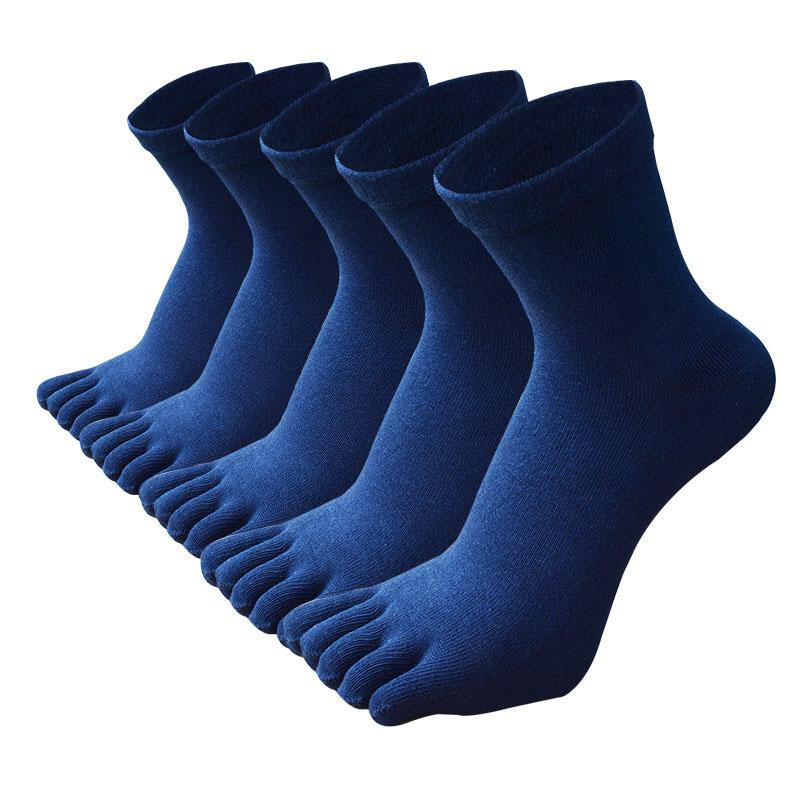 5 pairs of men's solid color five finger socks simple cotton Toe socks odor resistant and breathable split toe socks