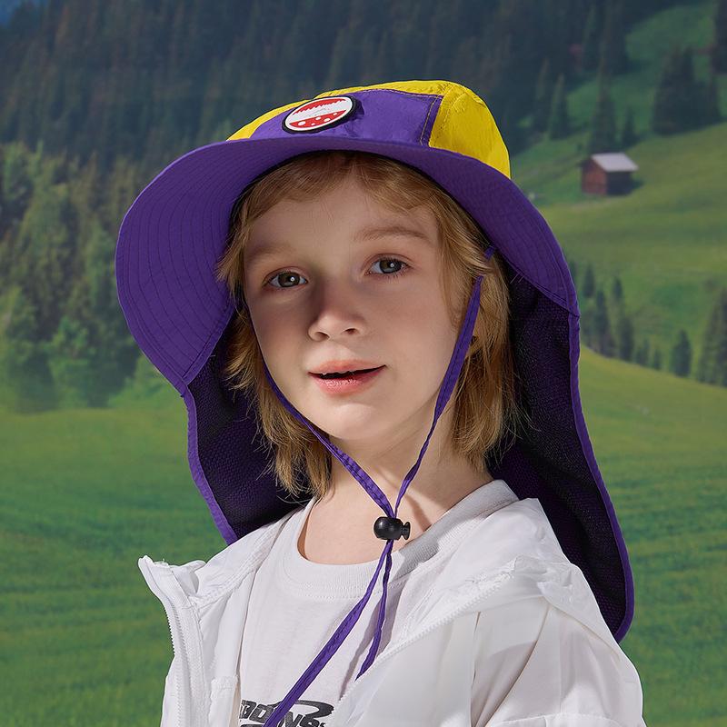 Kinderhut Sommer Outdoor Reise große Krempe Schal Nackenschutz Sonnenschutzhut schnelltrocknend wasserdicht atmungsaktiv Fischerhut