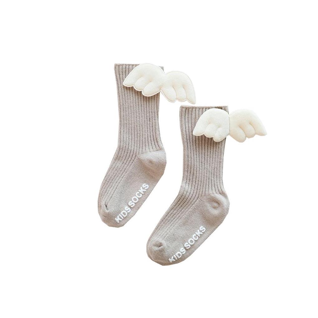 

Детские гольфы до колена с бантом для девочек, осенне-зимние, с крыльями ангела, из гребенного хлопка, в испанском стиле, однотонные, рубчик, нескользящие чулки khaki/xs