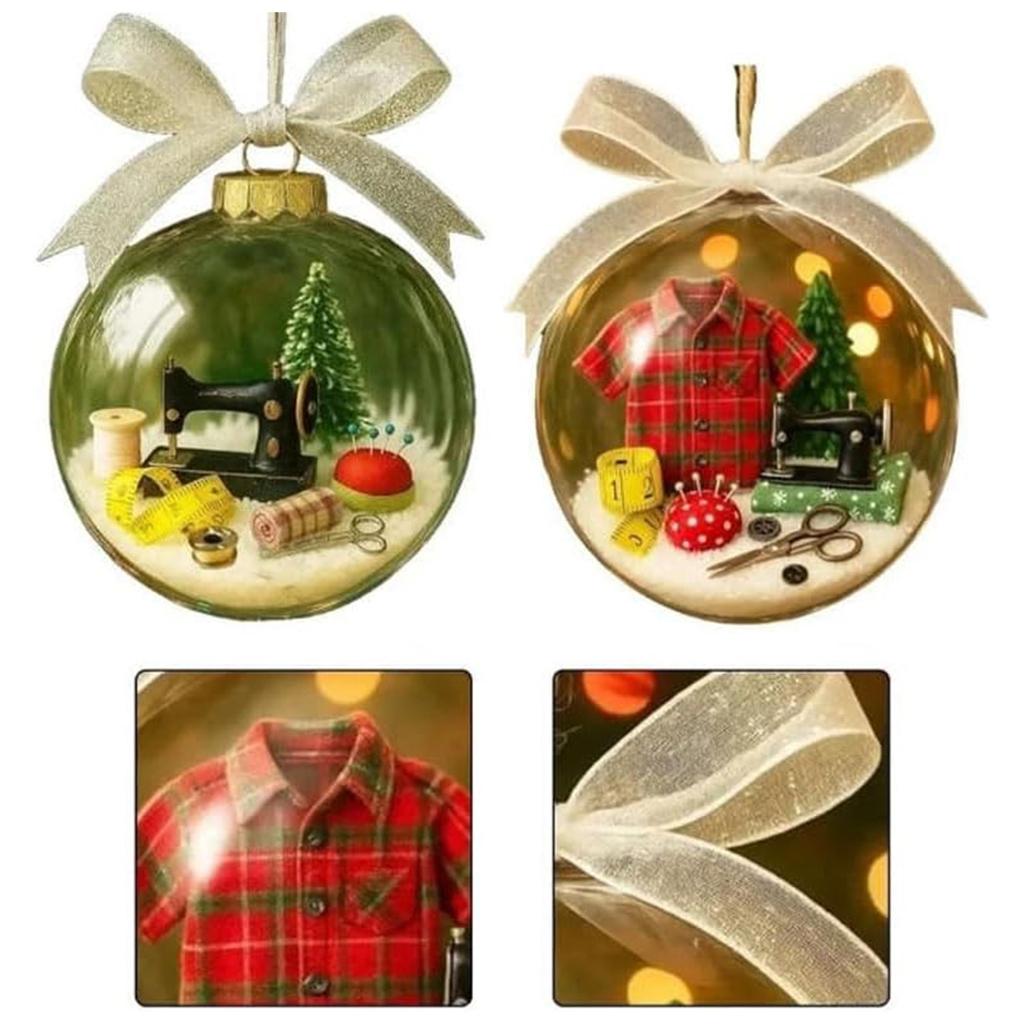 Sewing Machine Themed Transparent Ball Christmas Decor Ball Craft Decor Holiday Sewing Snow Globe Ornament for Xmas Decor