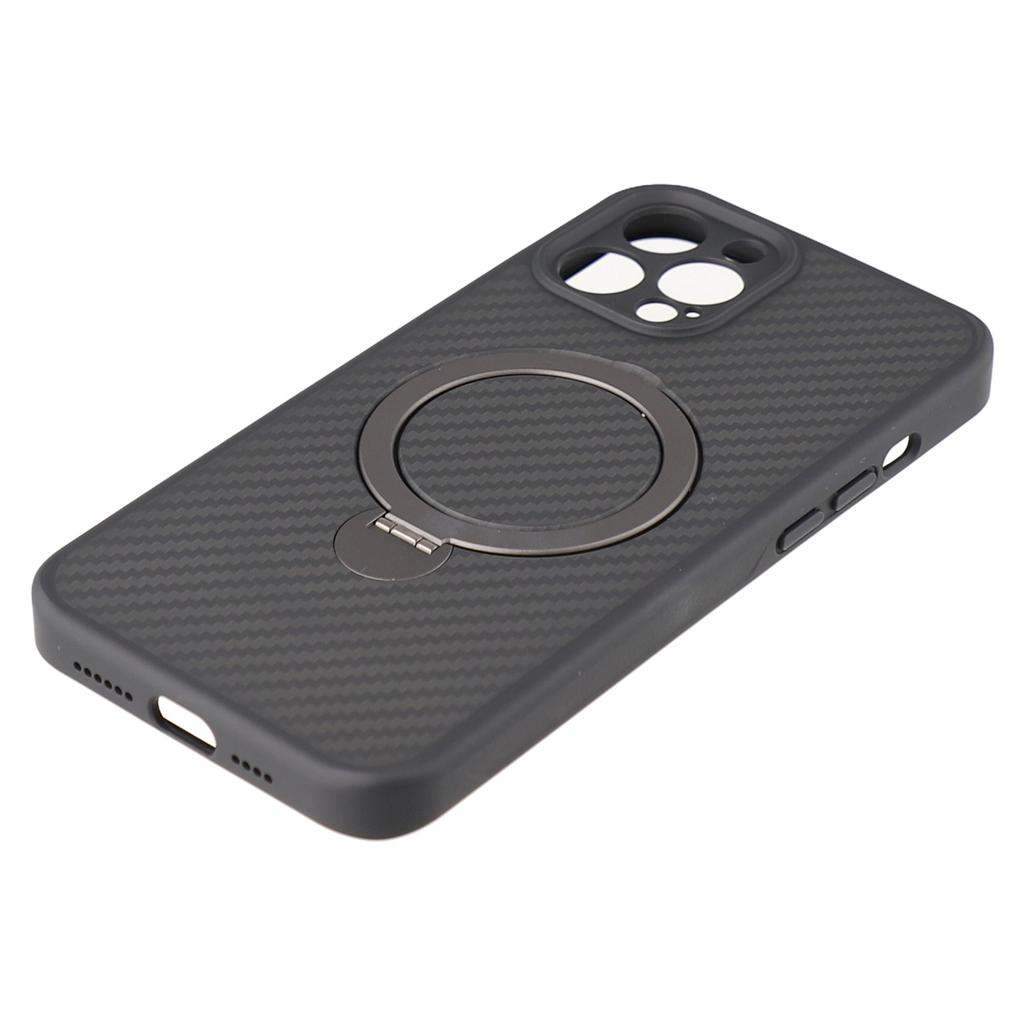 For iPhone 12 Pro Max Case Compatible with MagSafe Kickstand TPU+PC Phone Cover Carbon Fiber Texture
