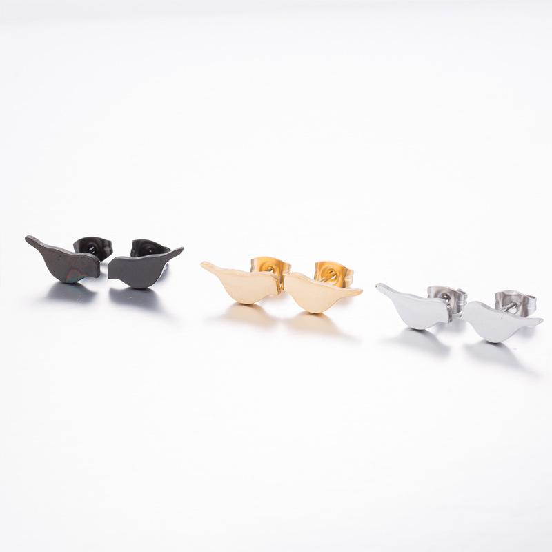Korean Cute Forest-Style Stainless Steel Dove Stud Earrings