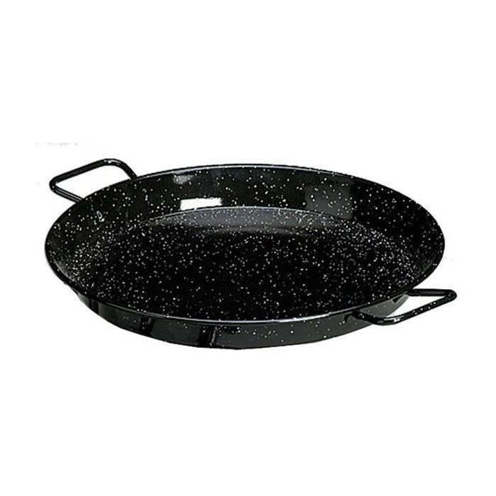 Plat à paëlla - LA VALENCIANA - 60 cm - Acier poli - Émaillé - Noir