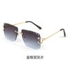 Fashion metal frameless trimmed sunglasses women's trend versatile street shot sun protection and UV protection sunglasses men