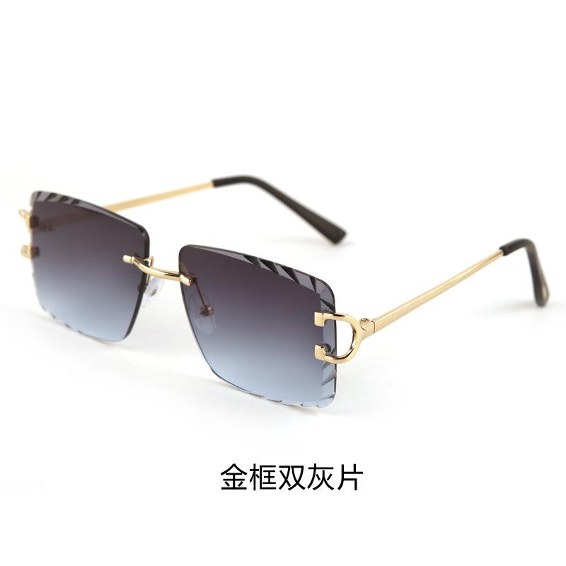 Fashion metal frameless trimmed sunglasses women's trend versatile street shot sun protection and UV protection sunglasses men