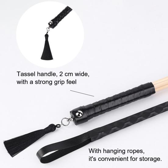 Wooden BDSM Paddle Stick for Couples Role Play Sex Game Long Bamboo Spanking Wand 19" Whip Flogger Flirting Training Tool for Adults Bedtime