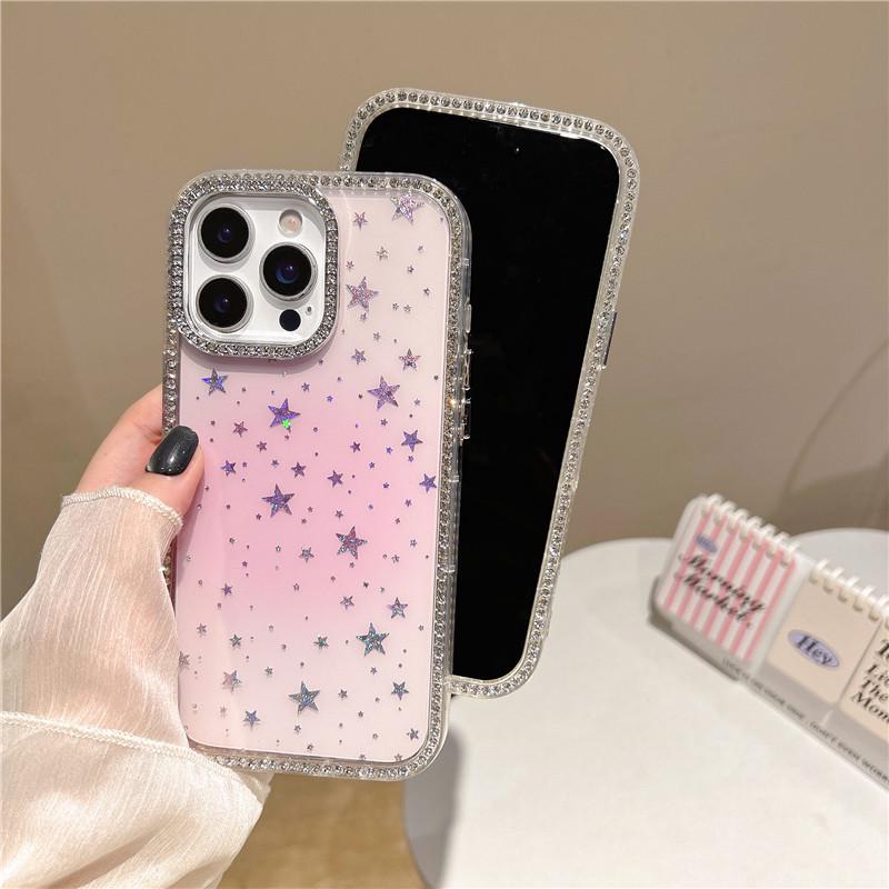 Coque de téléphone double face étoile diamant dégradé pour iPhone 16/17 Pro Max