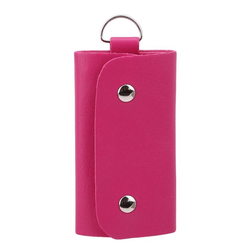 

PU Leather Women Men Key Holders Keys Organizer Fashion Solid Key Wallets Key Pouch Car Keychain Housekeeper Key Chain Wallet рожевий червоний колір
