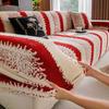 Universal Red Elastic Sofa Cover for Weddings & Christmas - Anti-Scratch, Full Coverage Protection
