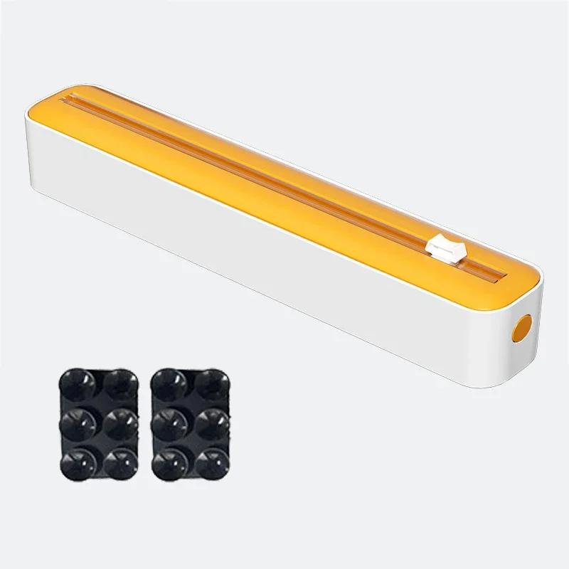 Zásobník na potravinářskou fólii 2 v 1 Zásobník na obal s řezačkou Úložný box na hliníkovou fólii Řezačka strečové fólie Kuchyňské příslušenství