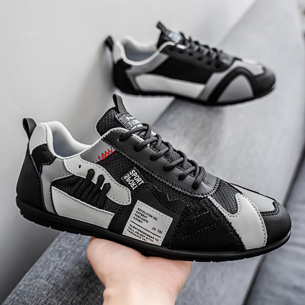 Men's Breathable Casual Sports Shoes - Comfortable Lace Up Shoes, Durable Fabric Upper and Stylish Contrasting Colors, Outdoor Activities
