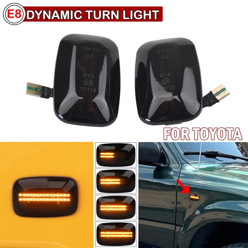 2PCS Dynamic Flowing LED Side Marker Light For Toyota Landcruiser Land Cruiser 70 80 100 Series Indicator