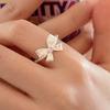 PANJBJ   CopperBowknot Ring for Women Love Heart Minimalism Sweet Romantic Adjustable Jewelry Gift Dropshipping