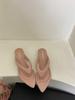 2025 New Summer Pink Pointed Toe Mid Heel Cool Slippers Slope Heel Flip Flops Wear Pinch Sandals