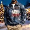 Men's Casual Christmas Print Collared Sweatshirt