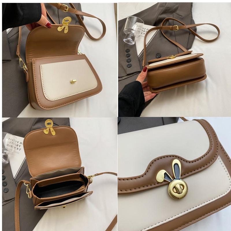 Women PU Leather Fashion Brand Crossbody Bags Luxury Retro Color Blocking Small Handbag Bags Lady Flip Cover Design Shoulder Bag