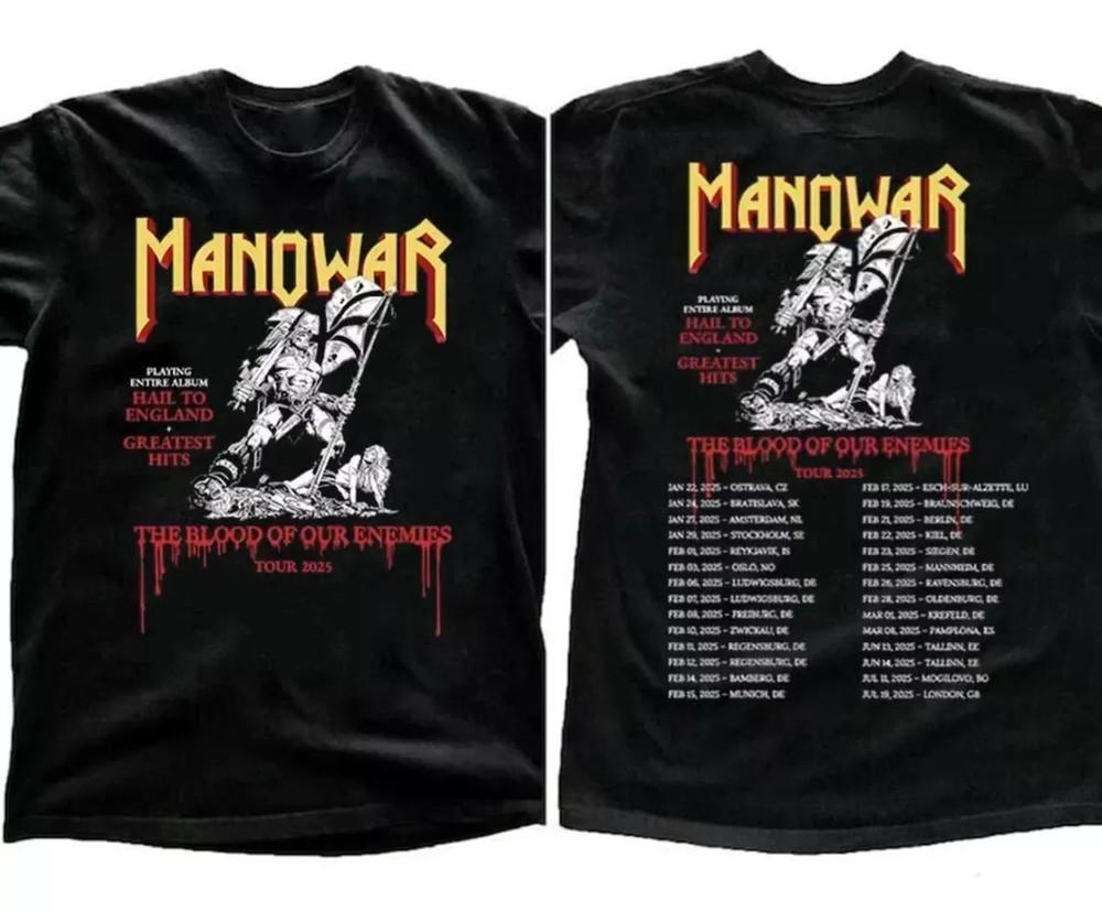 

Manowar Tour 2025 TShirt Heavy Metal Band Shirt for Fans Unisex Concert Tee Unisex T-Shirt L