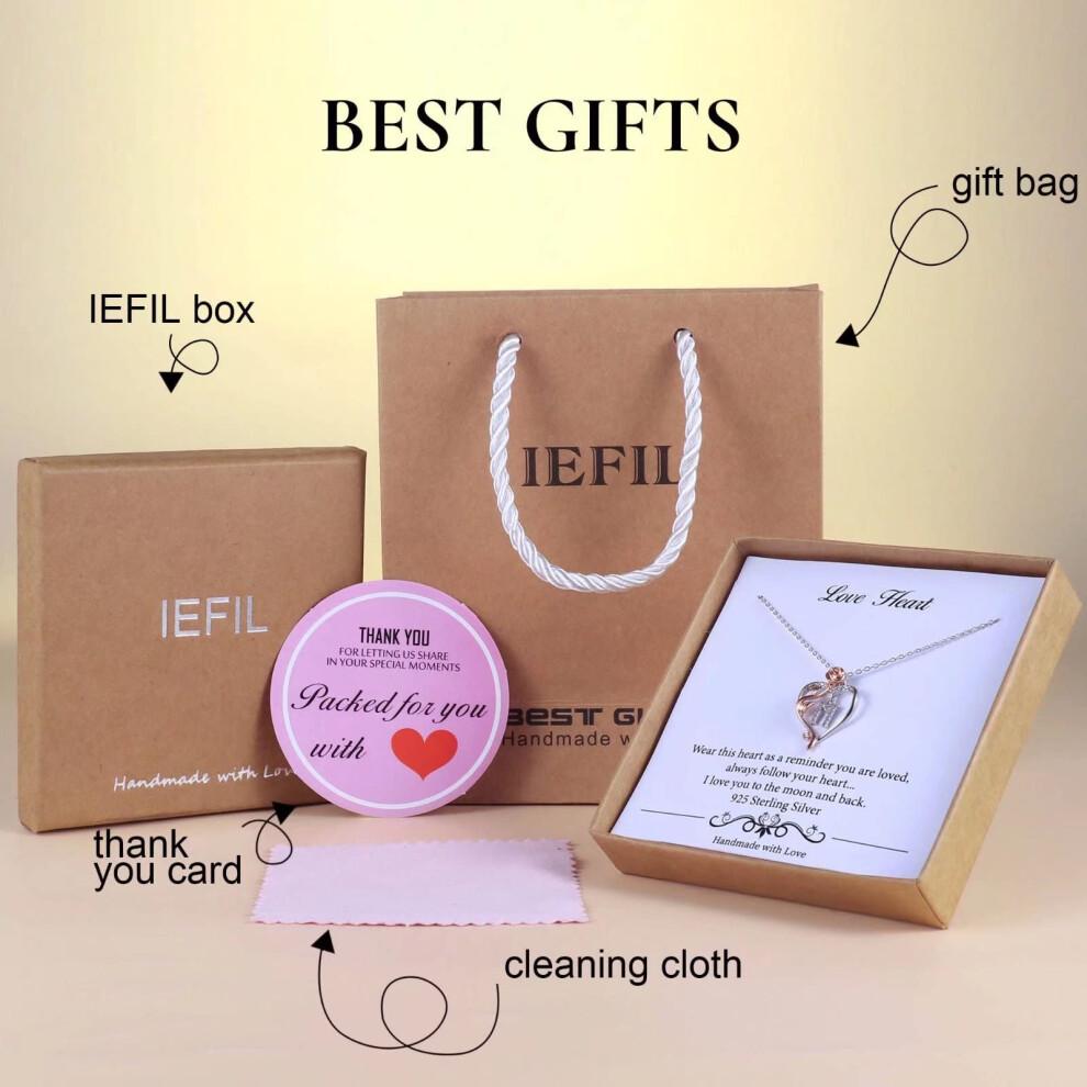 Iefil Dainty Necklace for Women 925 Sterling Silver Rose Love Heart Initial P Letter Pendant Necklace Jewelry Mothers Valentines Day Gifts for Her Wi