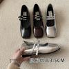 French Square Head Shallow Mouth Single Shoes Women's 2025 New Korean Version Temperament Fairy Soft Flat Mary Jane Shoes