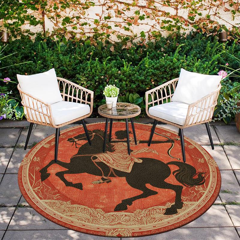 Ancient Greek Art pattern round rug,Carpet Rug for Living Room Bedroom Playroom ,Non-slip Floor Mat,Holiday Gifts and Birthday Gifts.