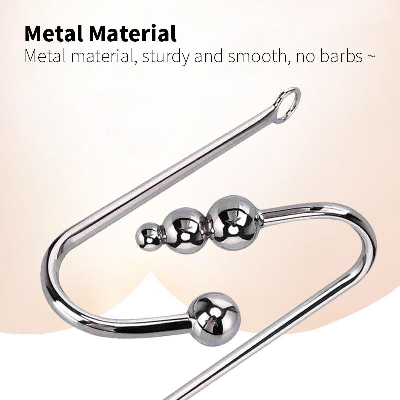 Stainless Steel Anal Hook with Anal Beads Hole Anal Hook Metal Butt Plug Anal Sex Toys Adult Product Vibrator for Men Gay
