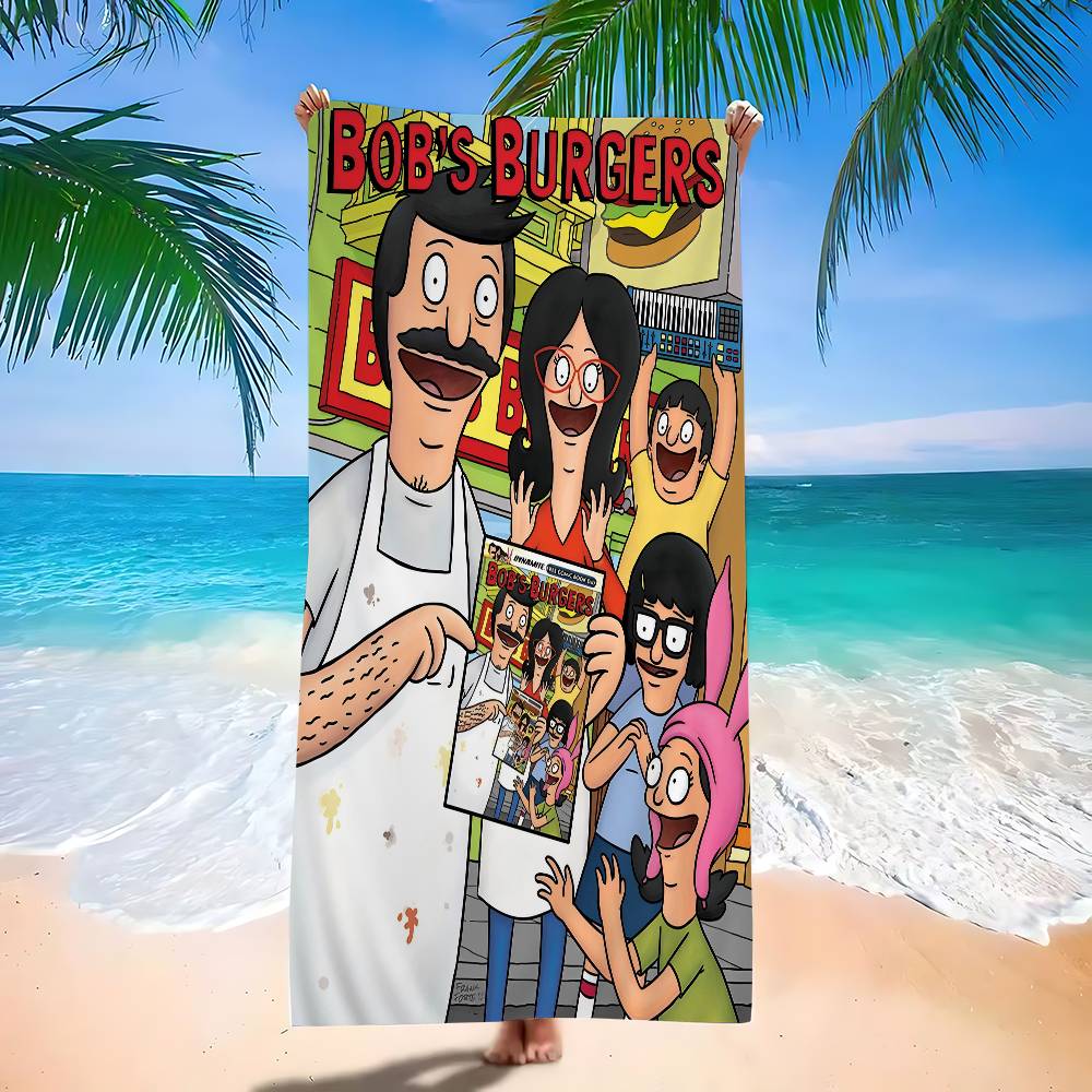 Cartoon B-Bobs B-Burgers Bath Towel Microfiber Soft Water Absorbing Breathable For Girl Kids Decorative Cartoon Beach Towel