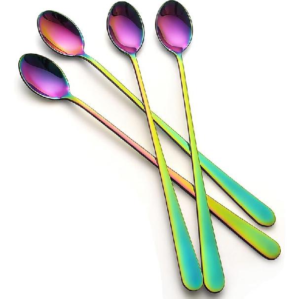 Stainless Steel Long Handle Iced Tea Spoons, Stirring Spoon, Ice Cream Spoon, 8.78-Inch/22.M Long Teaspoons for Stirring Coffee, Mixing Cocktail,