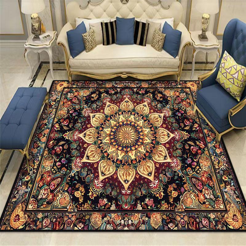 European style Retro Carpets Luxury Living Room Decoration Home Bedroom Floor Mats Non-slip Washable Large Area Rug dining room