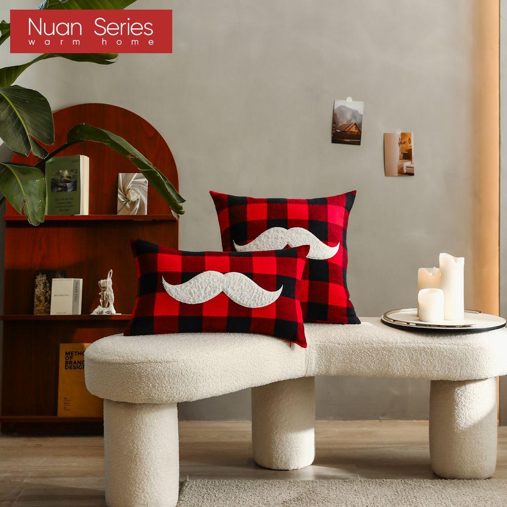 1PC Federa Nuan Series a Quadri Rossi Poliestere Natale Cuscini Decorativi Divano Letto Copricuscino 45x45cm