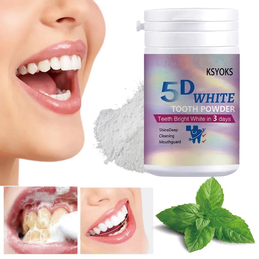 5D Bright White Tooth Powder, Deep Cleaning, Oral Protection, Bright White Teeth, Fresh Breath