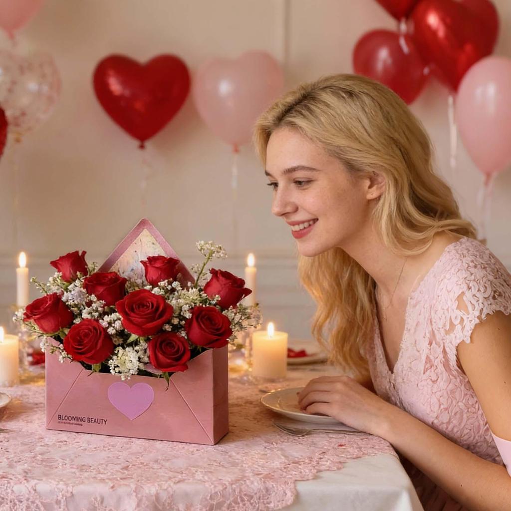 Florist Bouquet Envelope Boxes 5 Piece Handbag-Shaped Flower Folding Storage Floral Envelope Box For Wedding Engagement