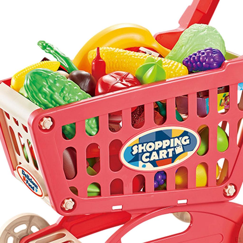 Children's Play Set 18.50'' Multifunctional Supermarket Trolley Handcart Toy for Kids