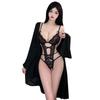 Seductive Lace Bodysuit & Nightgown Set: Tempting Hollow Design
