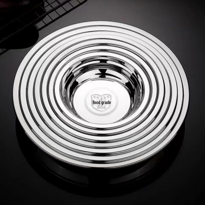 304 Stainless Steel 28cm Round Dinner Plates (10-Pack)
