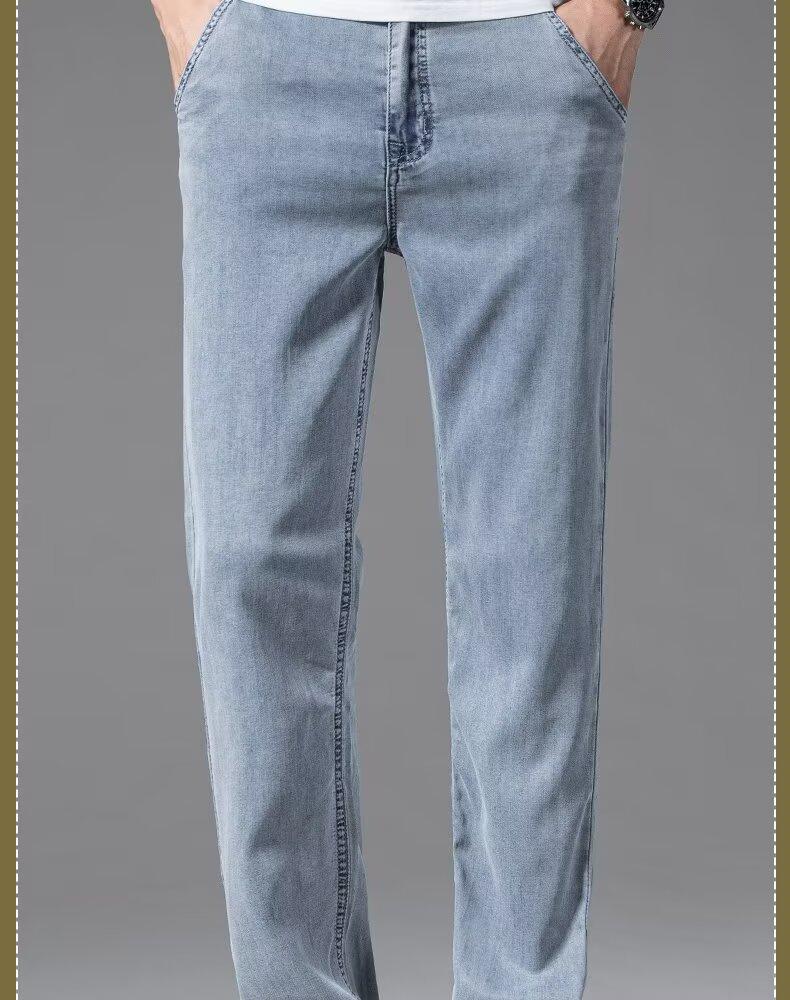 American Classic Trendy Brand Straight Jeans Men's Summer Thin High-end Retro Loose Wide-leg Casual Long Pants Men