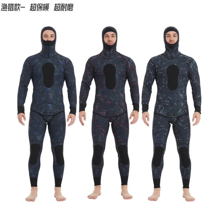 Herren Tarnung 3mm/5mm Neopren Neoprenanzug Set Schnorcheln Surfen Tauchen Schwimmen Wärme UV-Schutz