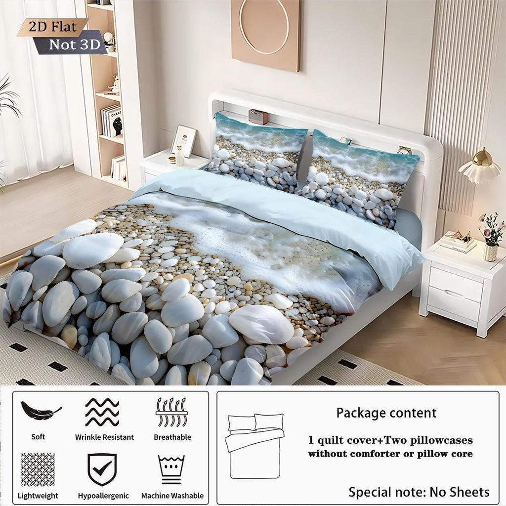 TEMU Starfish Shell Beach Ocean 3-Piece Duvet Cover Set