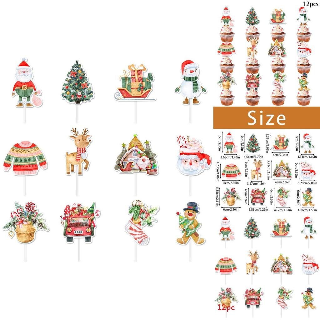 Christmas Cake Decoration Flags Set With Vintage Design For Holiday Parties