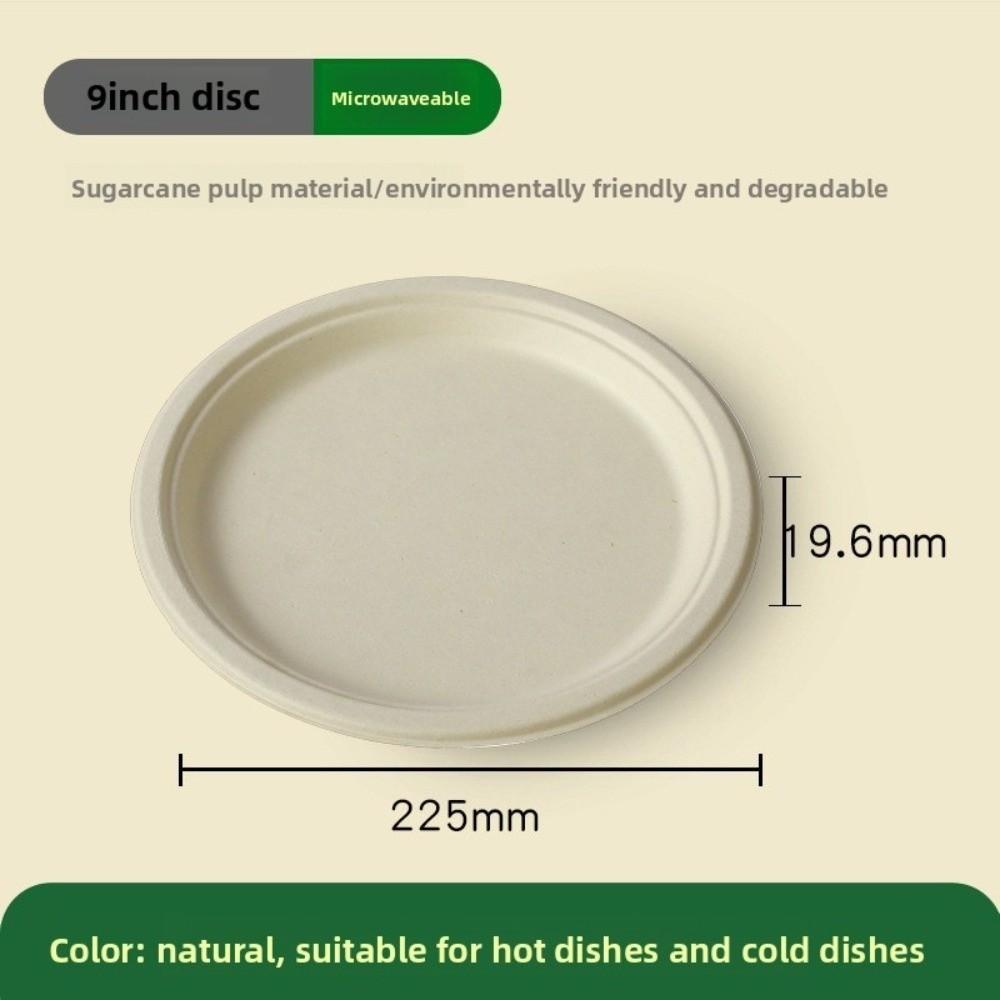 50pcs Disposable Round Paper Plates Oil Resistant Anti-Seepage Disposable Dinner Dish Biodegradable Microwavable Food Snack Tray